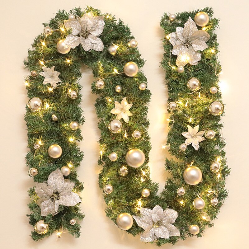 2.7m kunstig julepeis krans furutre ornamenter år peis navidadled lysår jul: Gul / Uten ledet lys