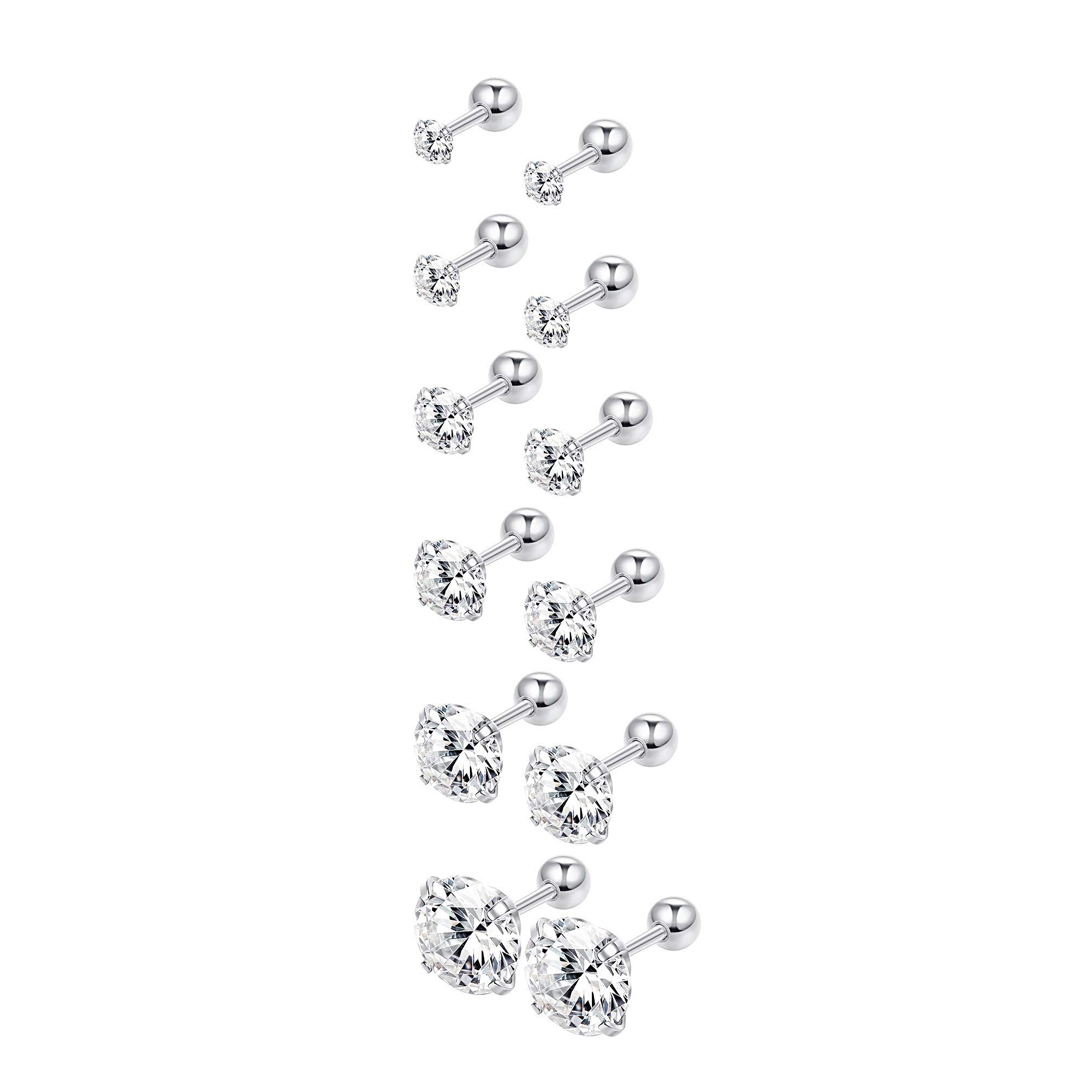 Wkoud 16G 1 Paar Rvs Screwback Kraakbeen Stud Oorbellen Voor Mannen Vrouwen Plaksteen Tragus Helix Oor Stud Piercing set: GRIJS / Licht Geel Goud Kleur
