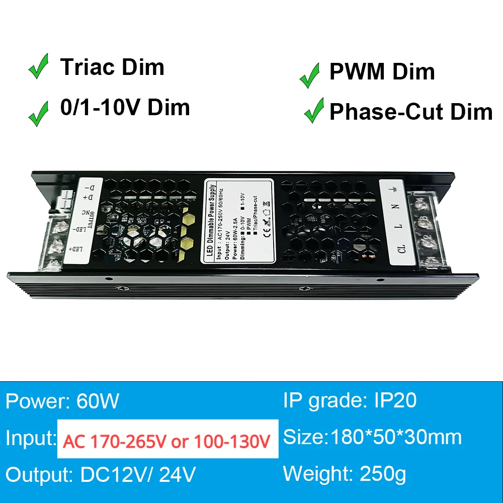 Triac Dimmable Led Driver 24V 12V Dimmable Power Supply 60W 100W 150W 200W 250W 300W Transformer 220v 24v Dimmable Led: Beige / 12V / 1W