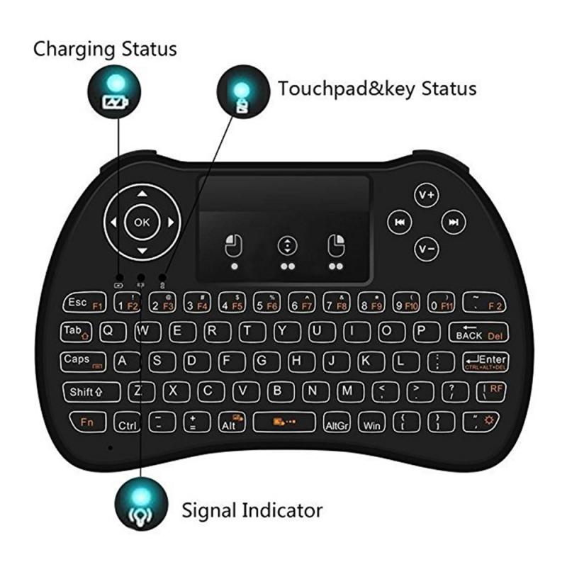 H9 Kleur Backlight 2.4Ghz Wireless Keyboard Air Mouse Draadloze Mini Handheld Afstandsbediening Toetsenbord Air Mouse