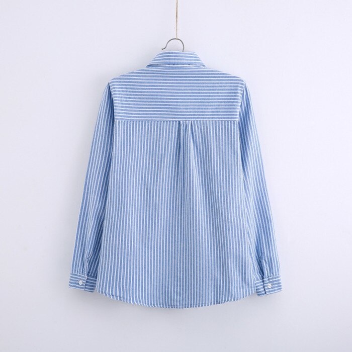 automne femmes hauts et chemisiers à manches longues rayé Blouse chemise femmes chemises décontractées femme collège Style