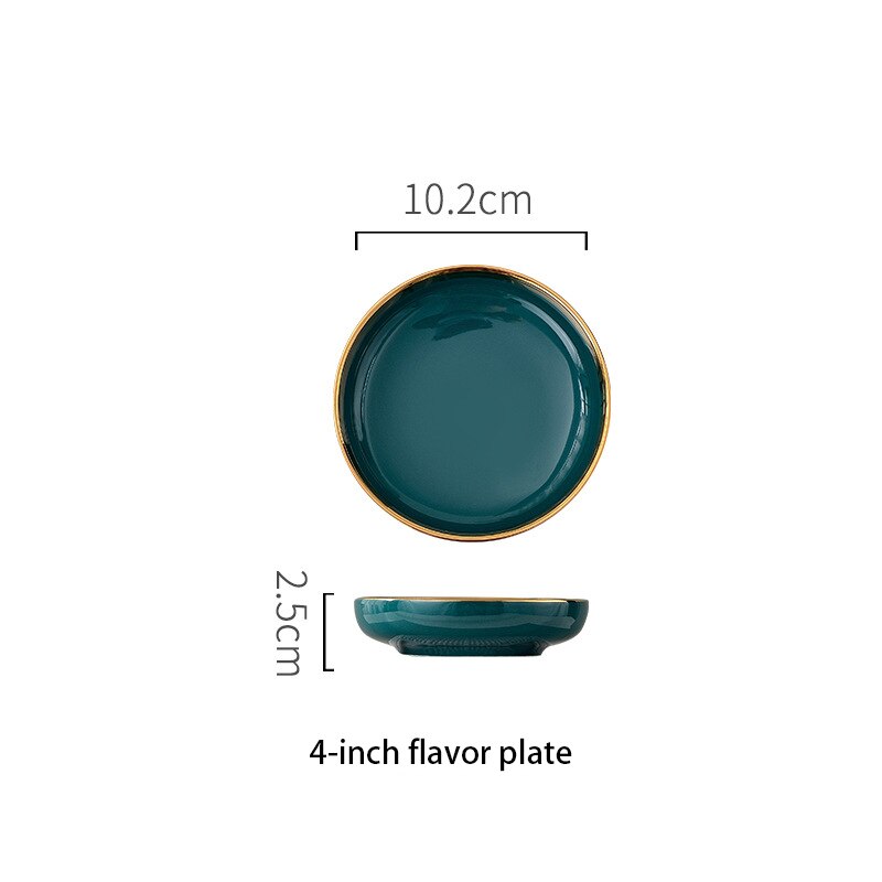 1pcs Green Porcelain Plate ceramic Dinner Plate Tableware Dinner Set Phnom Penh Exquisite Dinnerware Big Soup Ladle Leak Spoon: Dish