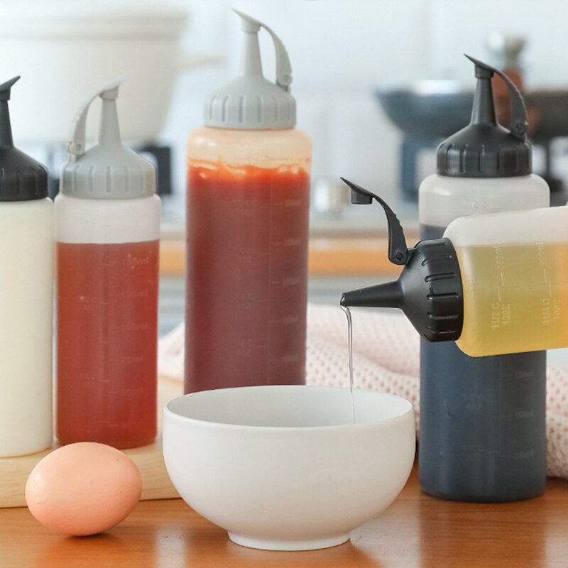 350ml/175ml Squeeze Sauce Bottle Kitchen Seasoning Squeeze Bottle Salad Ketchup Sauce Olive Oil Bottles Kitchen Cooking Gadgets