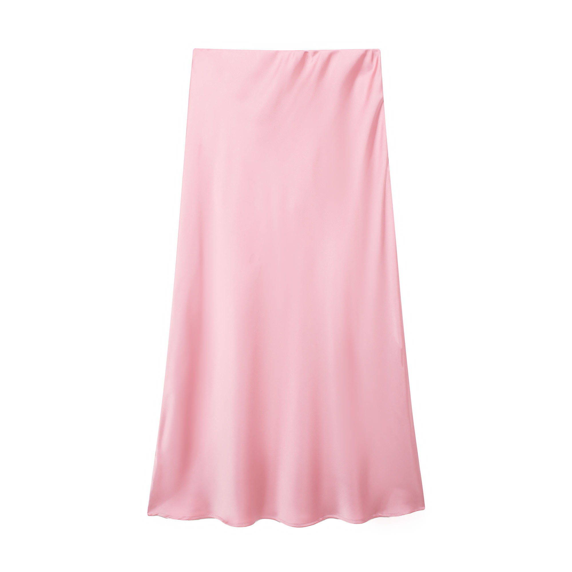 Willshela, falda Midi plisada lisa de satén a la para mujer, faldas elegantes Vintage con cintura media elástica para mujer: XS / Rosa