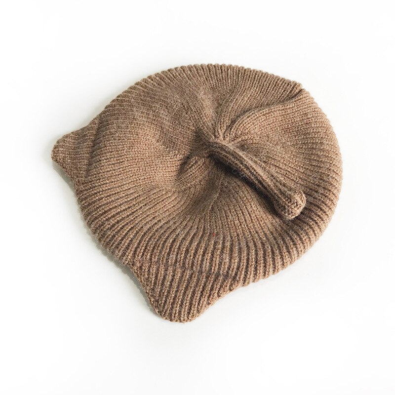 Children Baby Beret Hat Cap for Boys Girls Arrivals Cat Ears Winter Warm Toddler Kids Hat Woolen Knitted Cap: Brown