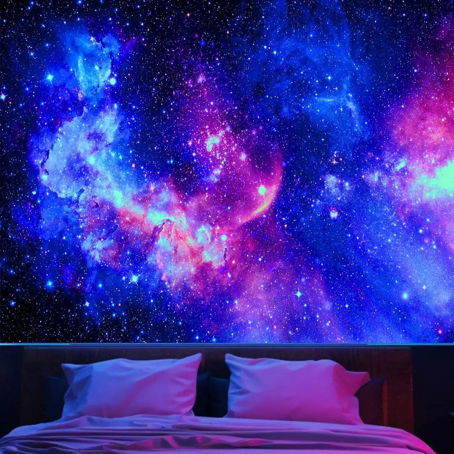 Tapiz de galaxia para decoración de habitación, tapiz espacial estético para dormitorio, nebulosa misteriosa, pintura colgante de pared, fondo para sala de estar: 140 x 205 cm / Marrón oliva