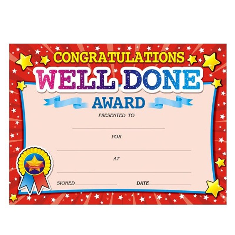 Récompense de certificat en anglais de , 50 pièces, fournitures d'enseignement, récompenses pour étudiants, papier de certificat de formation en anglais
