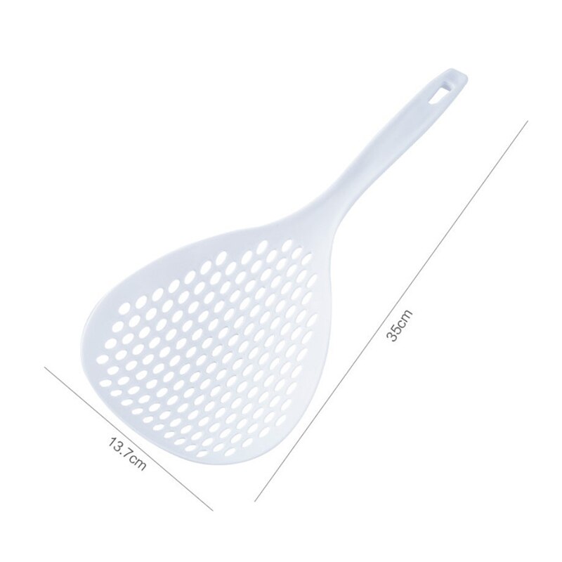 Kitchen Ladle Strainer Colander with Long Handle High Heat Resistant Strainer Ladle for Draining Egg Vegatable Noodles: white