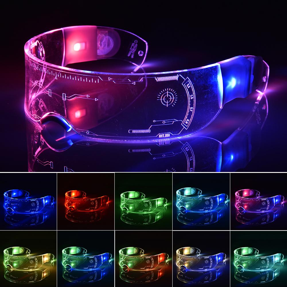 LED Luminous Glasses Futuristic Electronic Visor Glasses Light Up Glasses Prop for Halloween Festival KTV Bar Performance