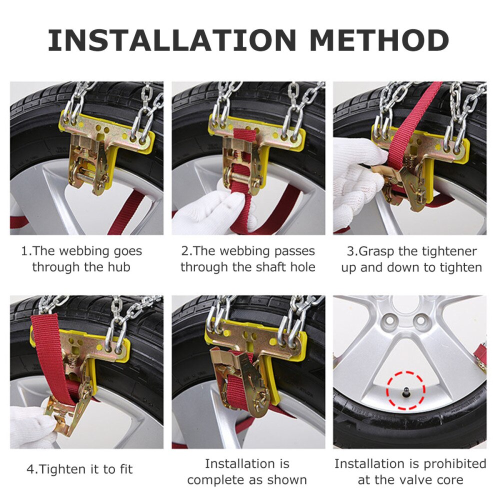 1pc praktiske sklisikre, enkle å installere slitesterk stålkjede snøkjede hjulkjede til lastebil bil auto