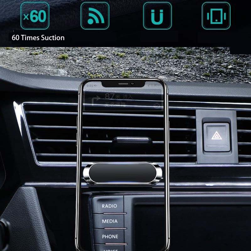 Soporte magnético para teléfono de coche, minitira de Metal para Samsung IPhone X Xr 11 Xiaomi, GPS