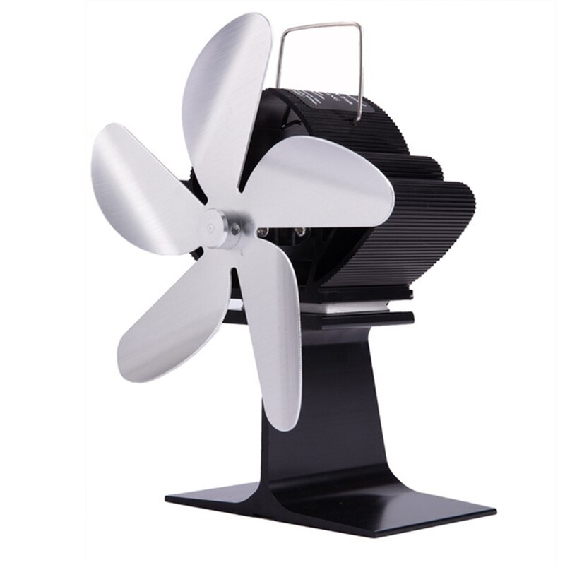 Ecofan-ventilador de leña con 5 aspas 210CFM, quemador de leña para el hogar, con calor eficiente con termómetro: White