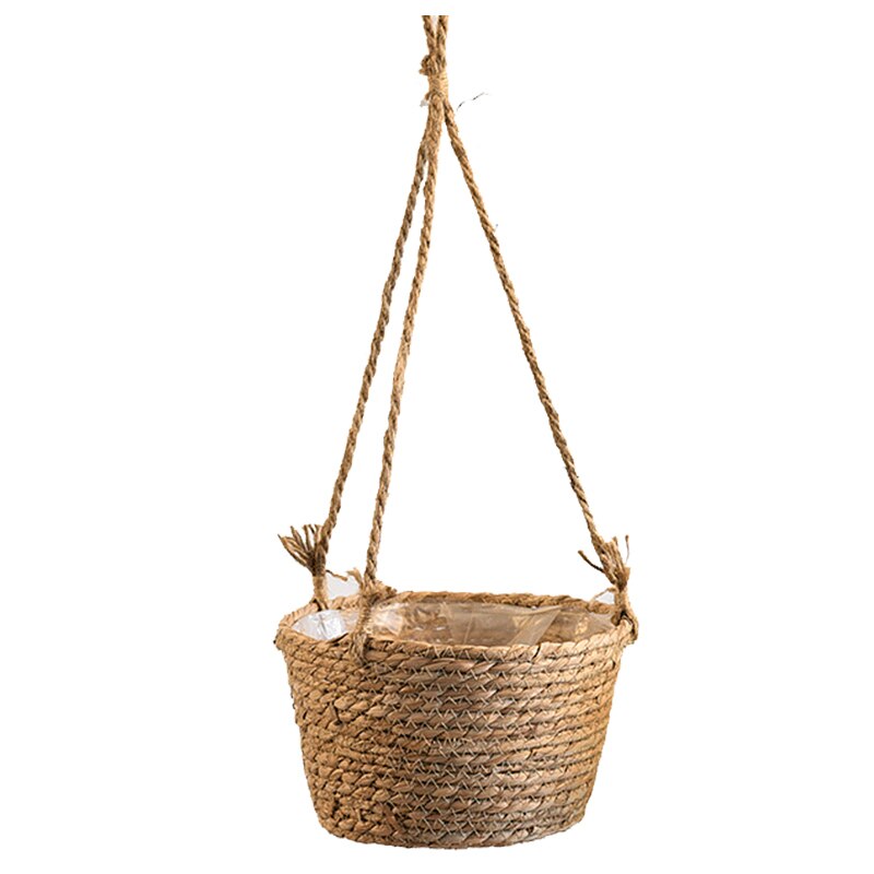 Garden Plant Storage Basket Jute Rope Hanging Planter Woven Indoor Outdoor Flower Holder Macrame Plant Hangers Home Decor: A