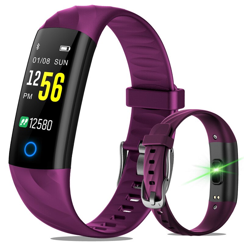 Smart armbånd ure skridttæller pulsmåler blod ilt fitness tracker sportsur svømning vandtæt smart armbånd: Lilla