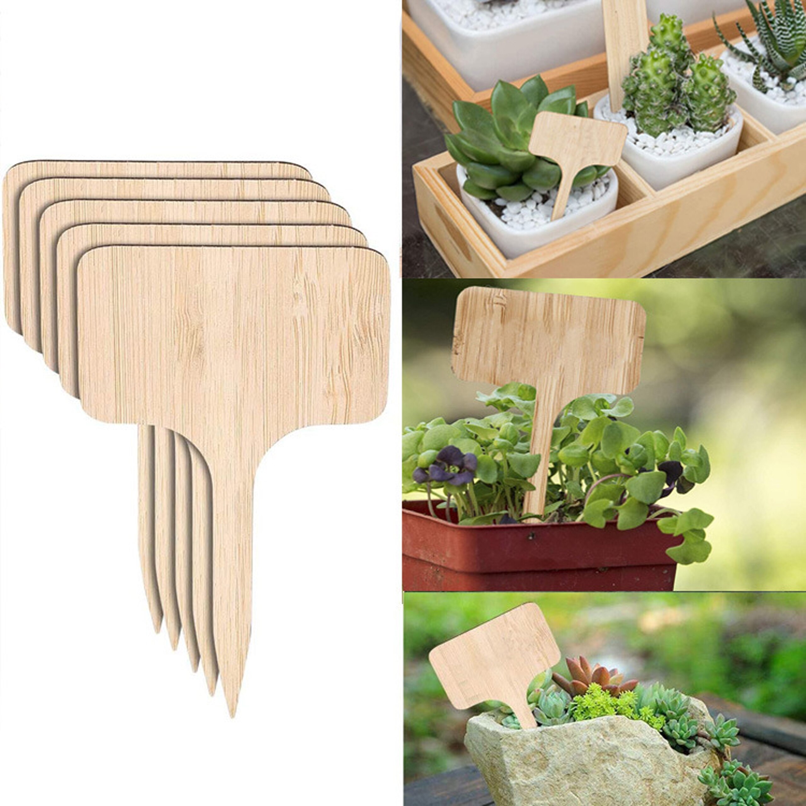 5 Pcs Bamboo Plant Marking Label Potted Plants Nurseries Succulents Flowers Vegetables Seedling Markers Gardening Marking Card