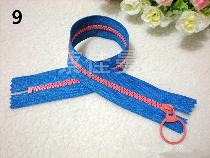 DONYAMY 10Pcs 15cm/20cm 3# Closed End Resin Zippers 10 Colors Pull Ring Zipper Head DIY Sewing Bag Garment Zipper: 9 / 20CM