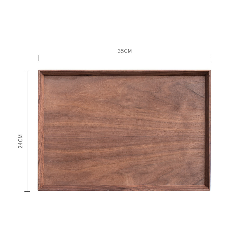 Natürliche Schwarz nussbaum massivholz tablett rechteckigen tablett aus holz Japanischen geschirr haushalt obst tablett holz tablett Tee Tablett: 35X24
