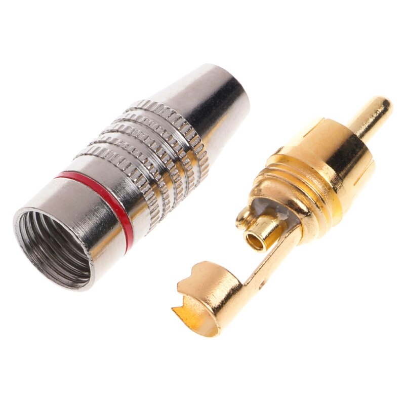 10 st rca plug audio video låskabel anslutning guldpläterad