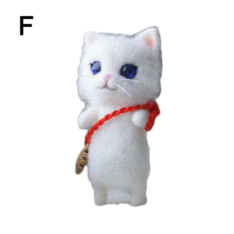 Non-finished Wool Felt Needle Poked Kitting Diy Cute Handmade Decor Wool Pets Toy Package Felting Animal W0q0: F