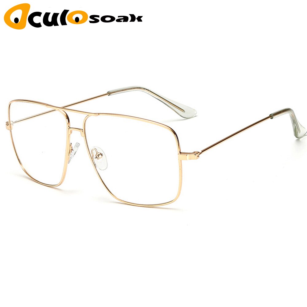Vintage guld metal ramme briller herre kvinders solbriller retro firkantet optisk linse briller nørdeglas linse briller: Guld