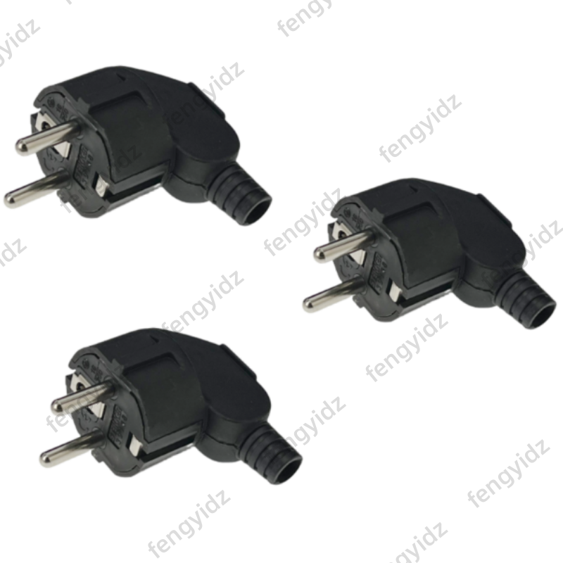 Prise Schuko ue 4.8mm mâle, prises de remplacement rechargeables 250V 16A IP44, prise électrique pour câble d'extension d'alimentation, 3 pièces: Black