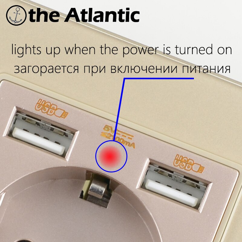 Atlectric EU FR Standard Wall Socket Dual USB Port European French Socket Tempered Glass Panel Outlet Electrical Plug