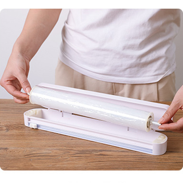 Ventosa clingfilm cortador, divisor doméstico, armazenamento ajustável, caixa de corte, ferramentas de cozinha criativa
