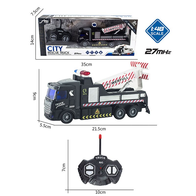 1/48 4CH Simulation Flache Kopf Fernbedienung Verkehrs Rettungs Wrecker Anhänger Transport Pritsche Lkw