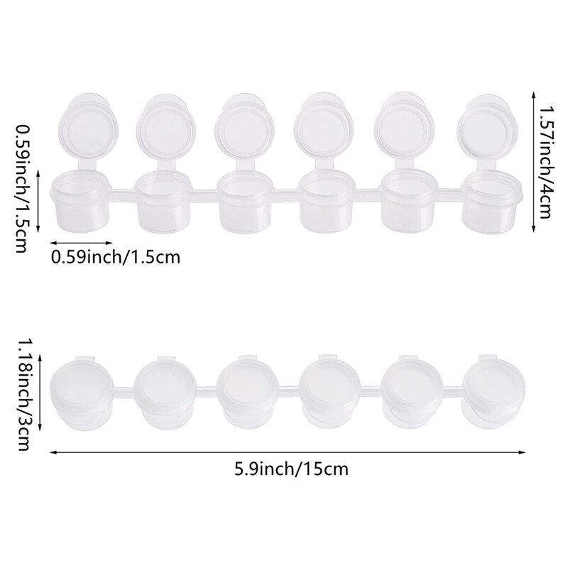 50 Strips Verf Potten Strips,300 Potten 2Ml/0.07 Oz Lege Verf Cup Potten Met Deksels, voor Klaslokalen Schilderijen Art Festivals