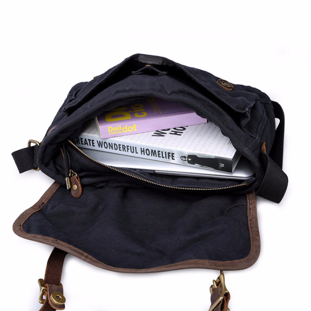 Bolso de hombro de lona de algodón para hombre, bandolera informal de viaje para ordenador portátil, bolso escolar, novedad