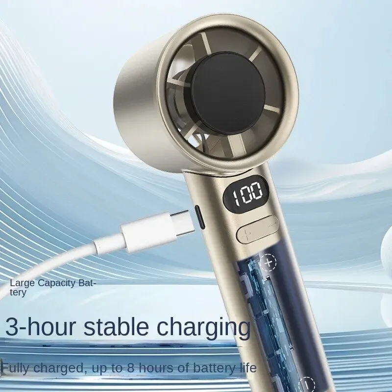 Oneplus handhållen minifläkt bärbar med 120 vindhastigheter, usb-laddningsbar, bladlösa personliga höghastighetsfläktar med ljudavstängning och digital display