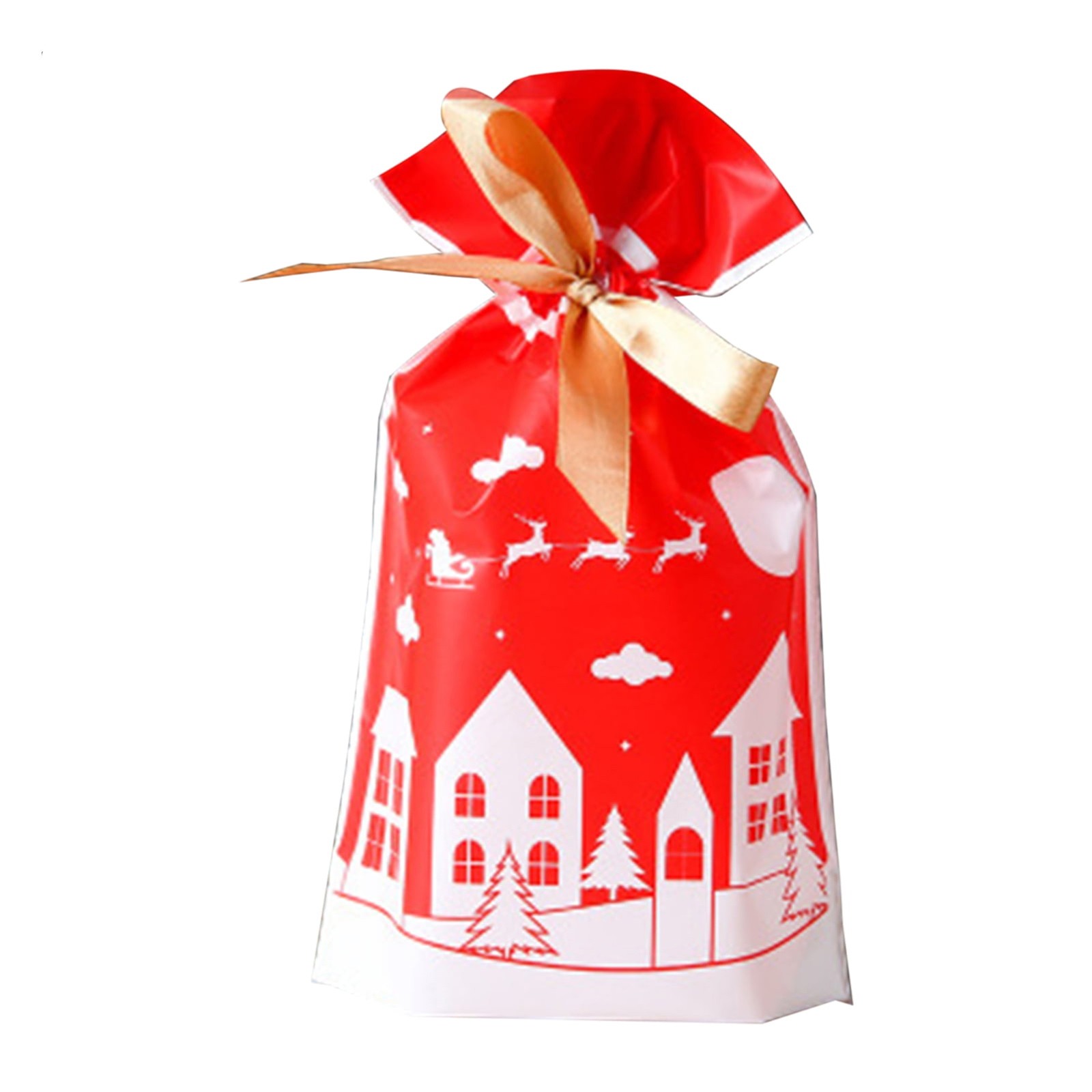 50pcs Christmas Candy Bags Xmas Decorations Santa Bag Navidad Xmas Bags Cristmas Cookies Packing Bag 15x23.5cm: SKY BLUE