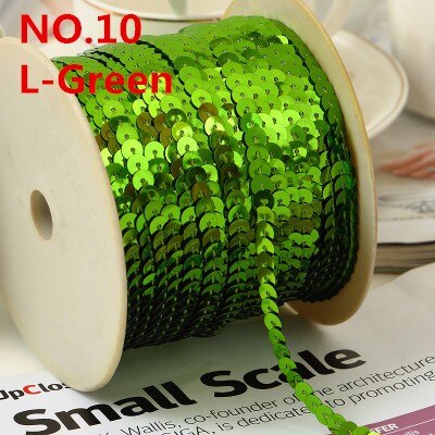 100 Yards 6mm Platte Ronde Pailletten Lint Naaien onTrim, Spangle Pailetten Strings in Roll Voor Ambachten, Vrouwen Doek Accessoires: Light Green