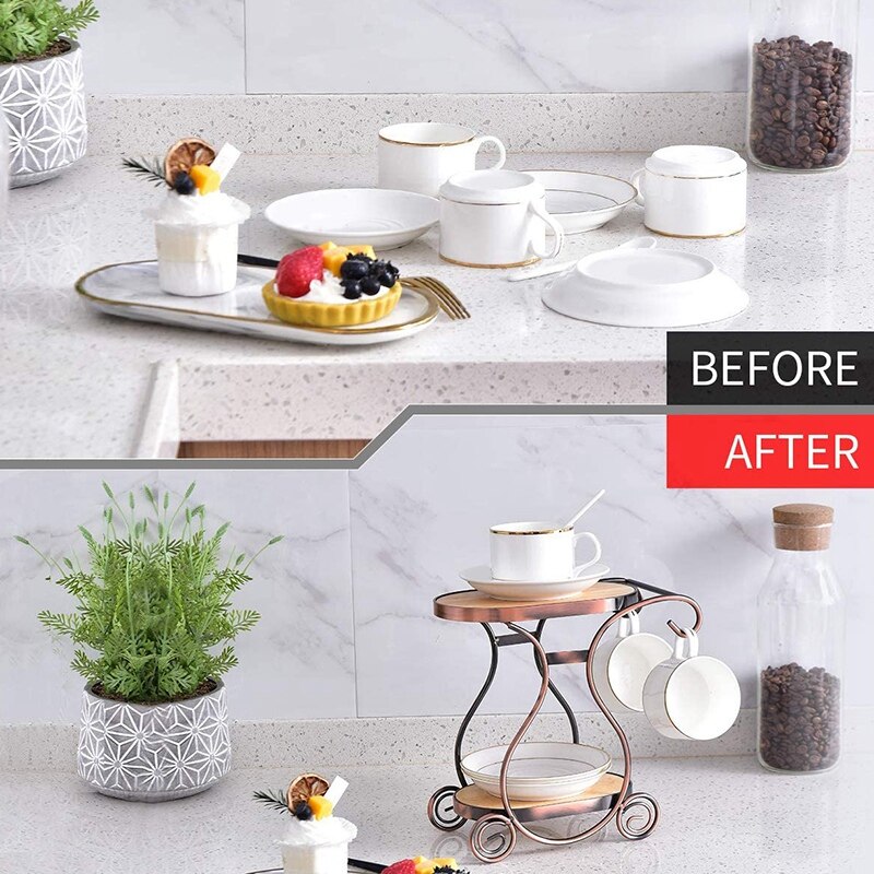 Coffee Mug Holder,Teacup Storage Rack,Drying Display Rack,Coffee Bar Accessory Coffee Cup Holder with 2 Hooks Coffee Cup