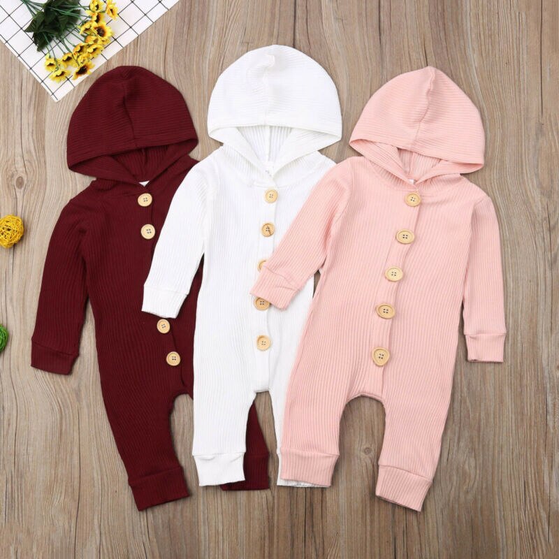 Baby Romper Peuter Baby Meisje Jongen Kids Gebreide Katoen Hooded Lange Mouwen Romper Jumpsuit Kleding Tops