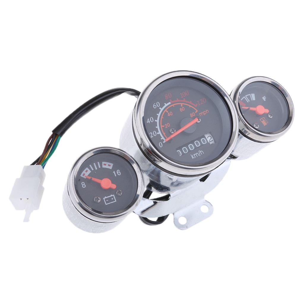 Retro Style Scooter Moped Speedometer Gas Gauge 12V 0-80 Mph, 0-120 Km / H