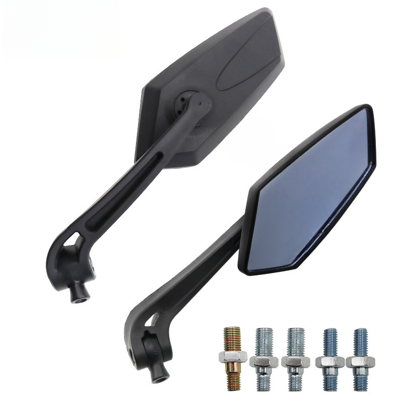 Espelho retrovisor reverso para motocicleta, parafuso 8/10mm, adequado para a maioria dos modelos, lentes ultra brancas, transparentes e azuis, antirreflexo: Cinza escuro