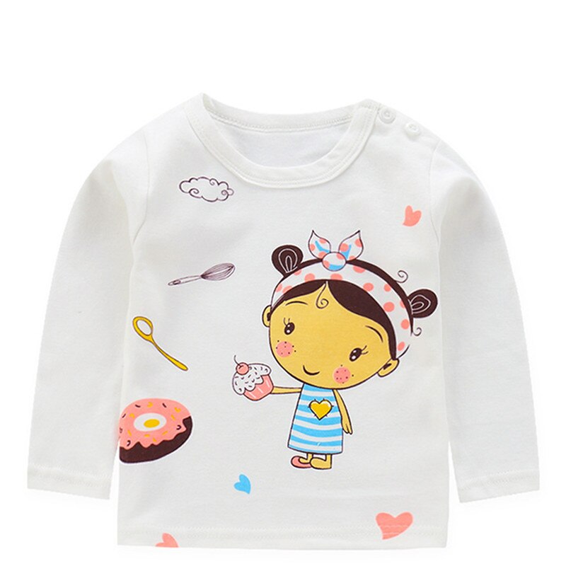 Baby Meisjes T-shirt Meisje Katoen Herfst Lente Lange mouwen T-shirt Leuke Cartoon Tee Meisje Mode Tops: 6 / 24M