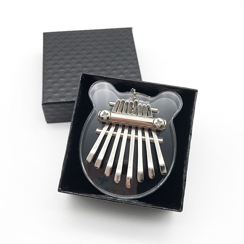 8 Key Mini Kalimba Acrylic Clear Thumb Piano Keyboard Musical Instrument for Beginner Kids Girlfriend Travel Entertainment