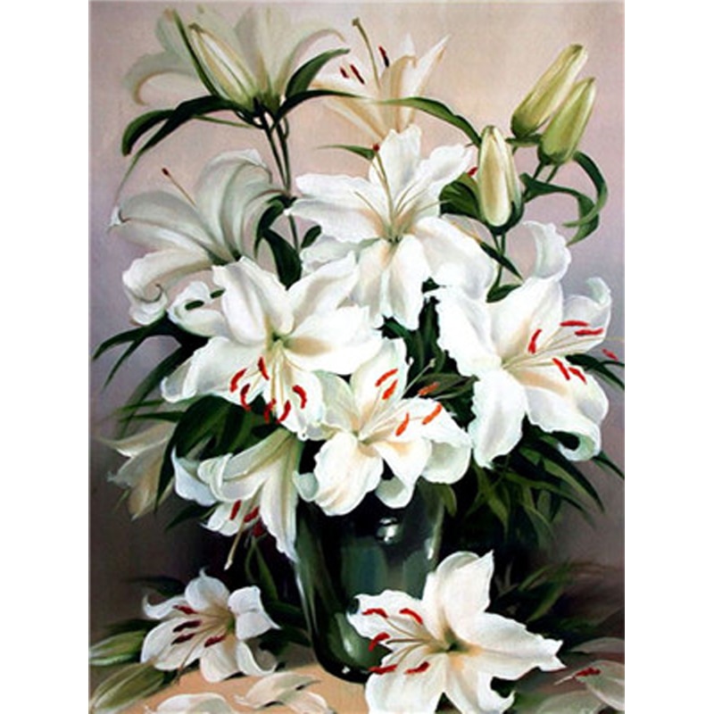 Drawing By Numbers Flowers Kits Oil Painting On Canvas Drawing Painting By Numbers For Wall Art Lily Picture