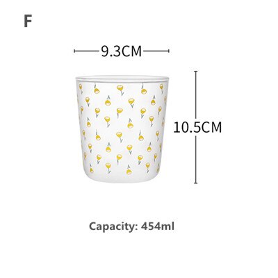 Cutelife ins nordisk vintage transparent kaffeglas kopp värmebeständig mjölksaft te kopp drinkware tryck hem bröllopsglasögon: F