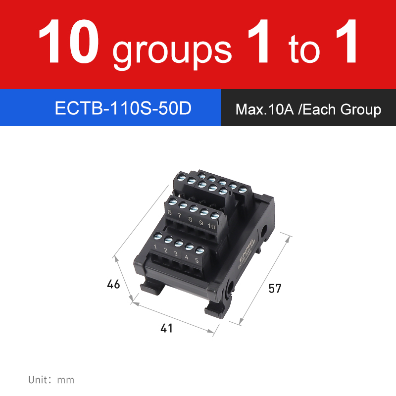 ENMG Screw terminal Save Wiring Split Terminal Block ECTB 10A Power Splitter PLC Terminal Block One to One One One to One 10~64: army green