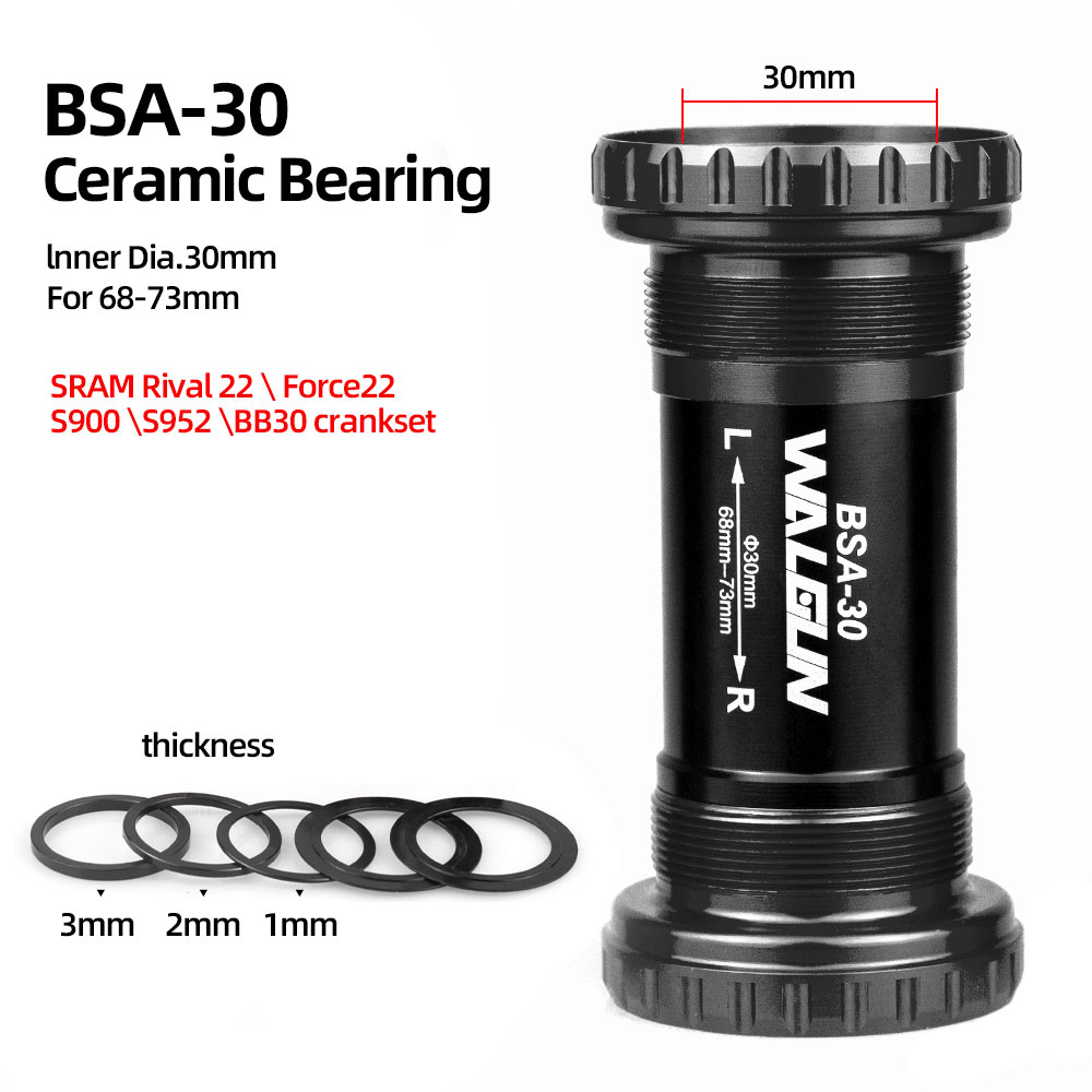 WALGUN BSA-24 BSA-30 Keramiklager Fahrrad Tretlager 68-73mm MTB Rennrad Dichtung Lagerbier Aluminium Rahmen Achse BSA Teile: Gelb