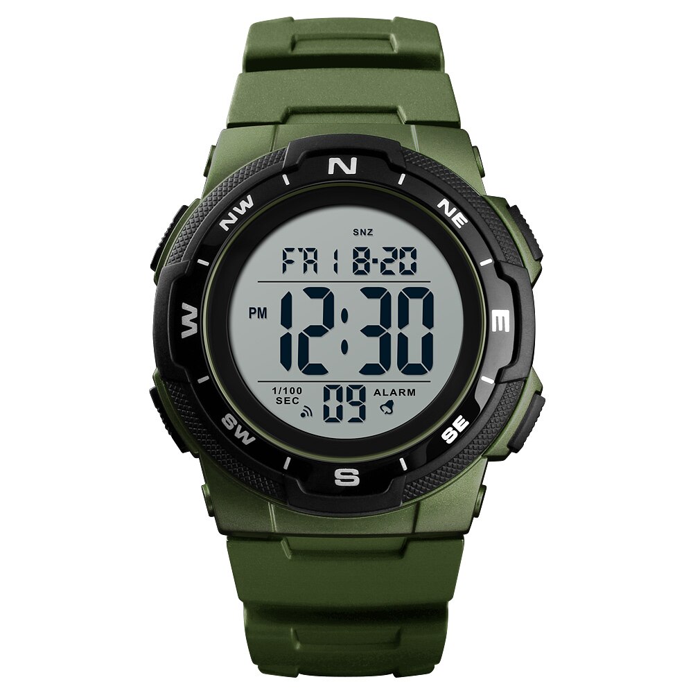 SKMEI 1423 Outdoor Sport Horloge Luxe Multifunctionele Stop Horloge Dual Tijd 5Bar Waterdicht Horloge Man Digitale Horloge: GREEN