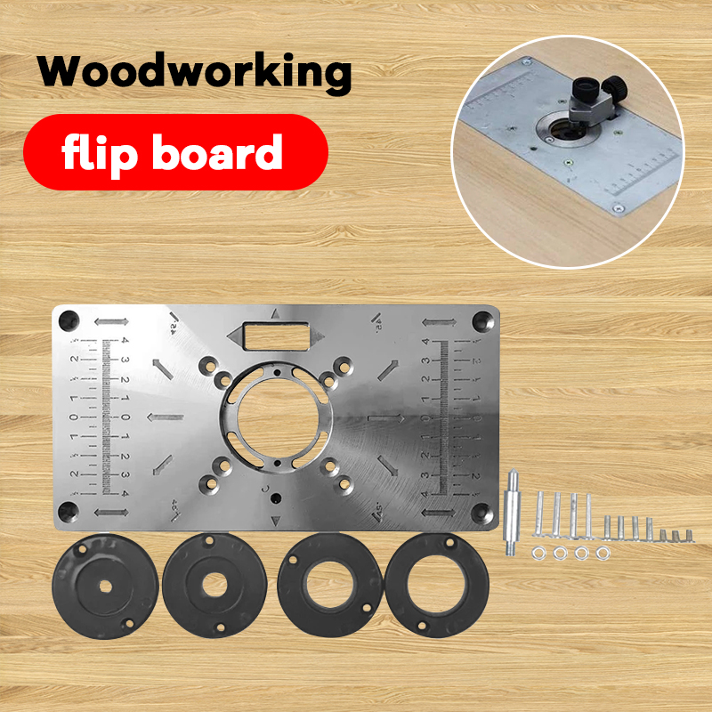 Aluminium Router Table Insert Plate Table For Woodworking Benches Router Plate Wood Tools Milling Trimming Machine With Rings