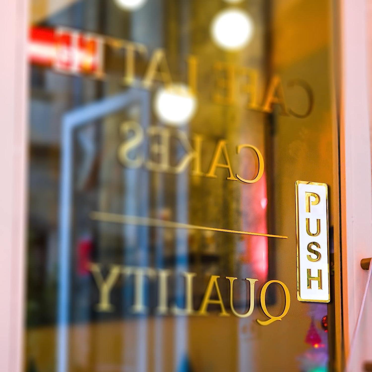 2Pcs Acrylic Door Stickers Push Pull Door Sign Stickers Simplicity Door Sign Decals for Home Restaurant Supermarket