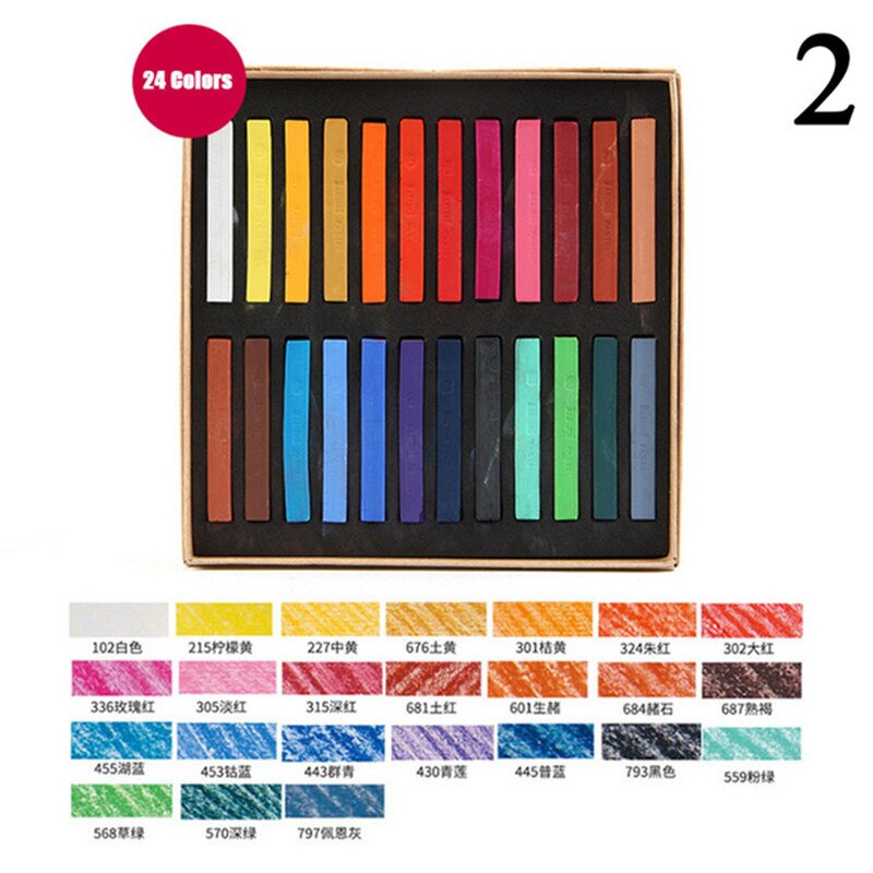 48 blødt tør pastelfarvet kridtstegning farve kunst tegning sæt kridt farve farveblyant papirvarer til studerende kunstforsyninger: 24 farver