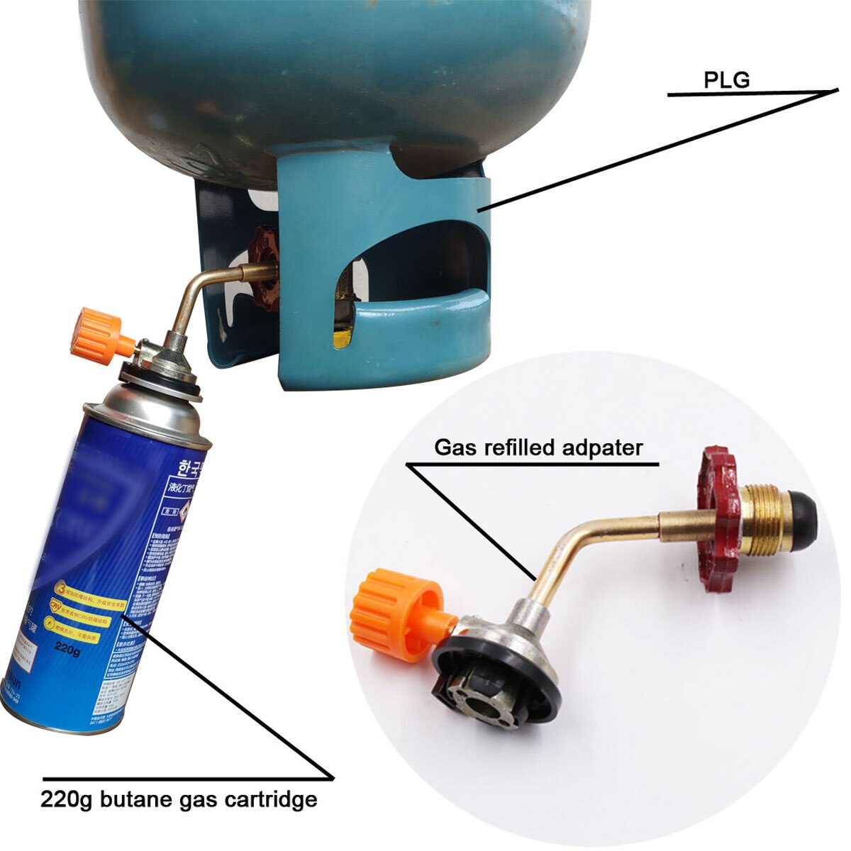 Utomhus camping gas butan cylinder tank påfyllning kontakt adapter ventil laddning påfyllningsbar adapter butan cylinder tillbehör