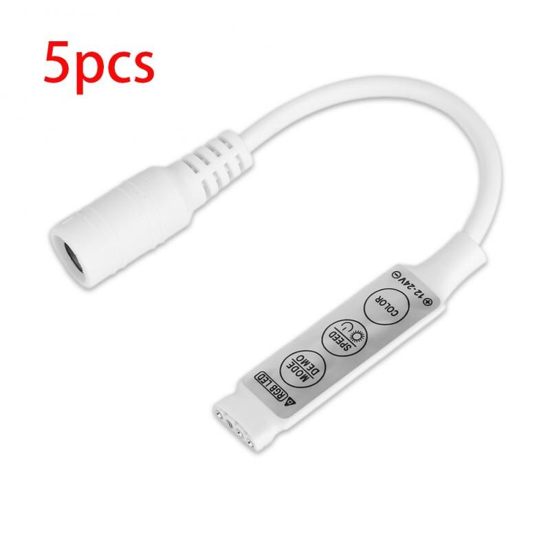 Mini Size DC12V-24V RGB Led Controller Dimmer Mini 3 keys DC Connector Control RGB LED Strip Light: 5pcs