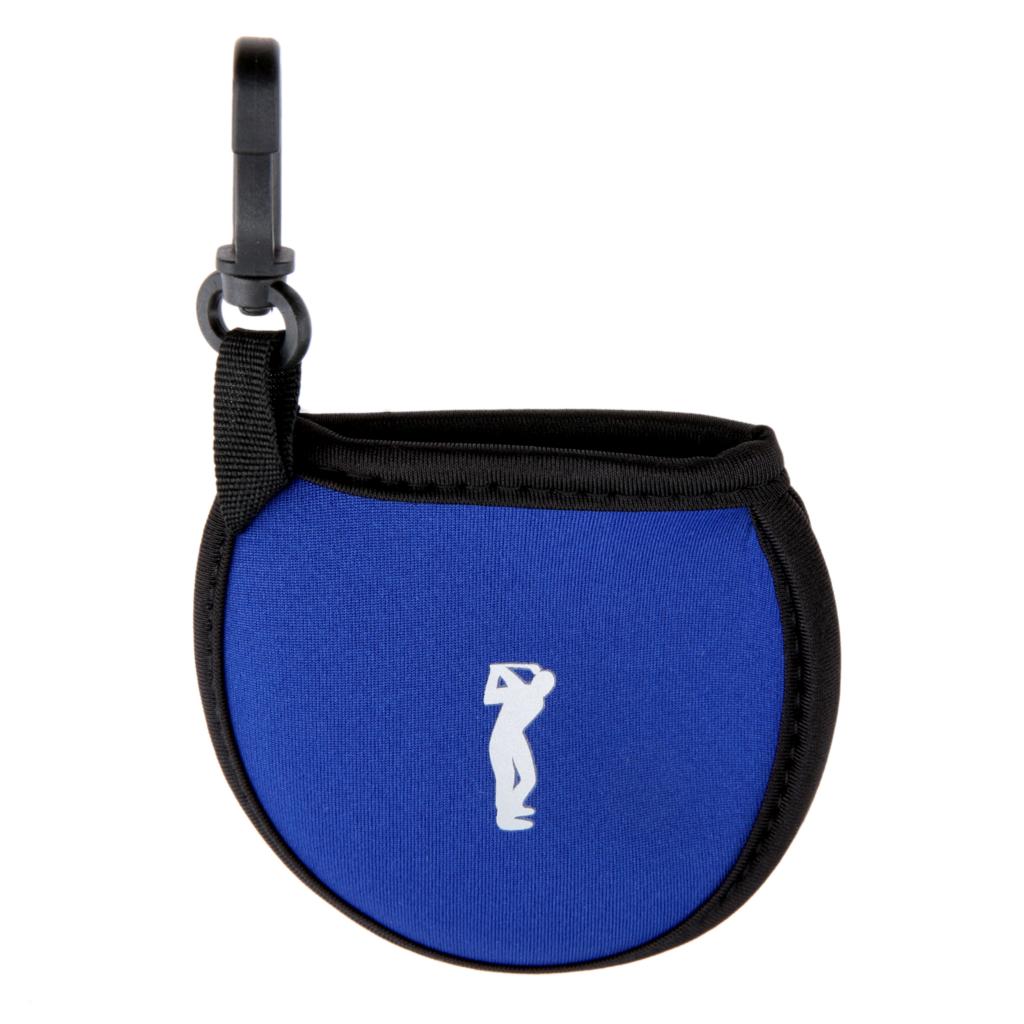 Bolsas portátiles de neopreno para pelotas de Golf, soporte de tee de Golf, bolsa de almacenamiento con Clip de cintura pequeña, soporte de hasta 2 pelotas para accesorios de entrenamiento: Blue